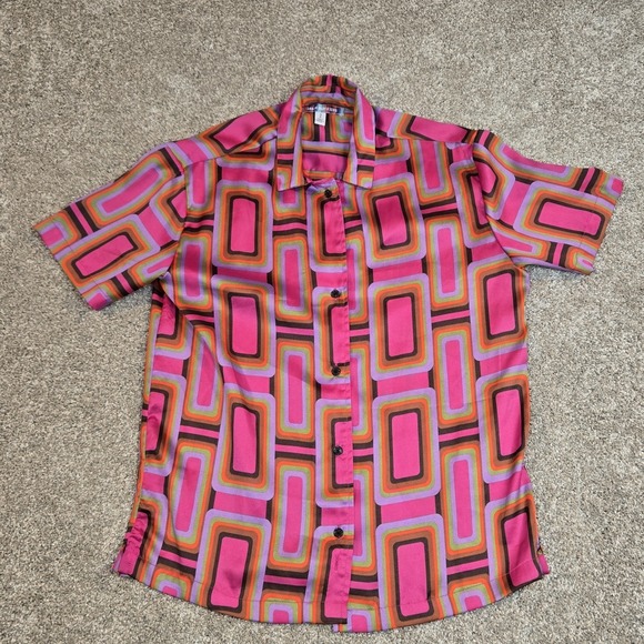 Urban Outfitters Tops - URBAN OUTFITTERS Liam Pink Multi Souvenir Button Down Shirt Size Small